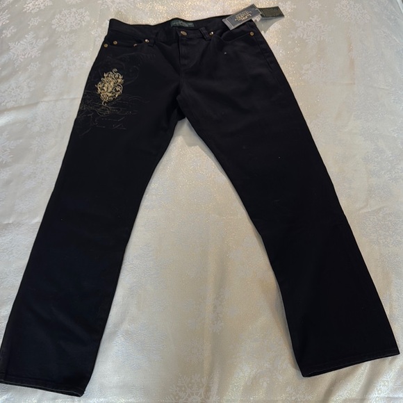 Ralph Lauren Denim - Ralph Lauren Black and Gold Straight Jeans